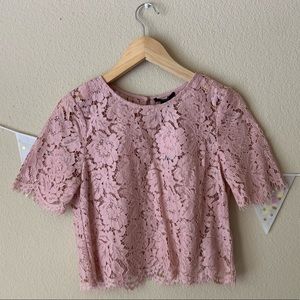 d u s t y  r o s e - - - LACE crop top 🌺